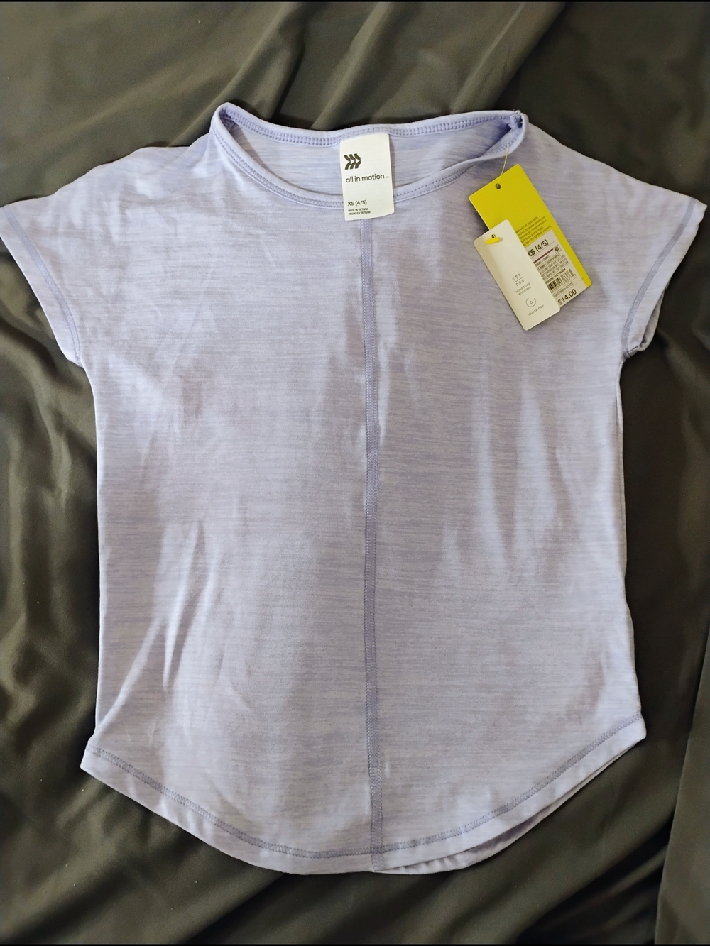 NWT All in Motion Girls' Lavender Short Sleeve Active Tee